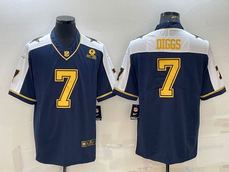 Men Dallas Cowboys #7 Diggs Blue Gold Thanksgiving 2022 Nike Limited Vapor Untouchable NFL Jersey